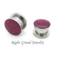 Dongguan Changan Fuschia 316L aço 14 Gauge Glitter Ear Plugs